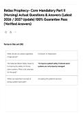 Relias Prophecy- Core Mandatory Part II &lpar;Nursing&rpar; Actual Questions & Answers &lpar;Latest 2026 &sol; 2027 Update&rpar; 100&percnt; Guarantee Pass &lpar;Verified Answers&rpar;