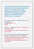CERTIFIED PARKS AND RECREATION PROFESSIONAL  &NewLine;&lpar;CPRP&rpar; EXAM &lpar;LATEST 2026&rpar; MOST RECENT EXAM &NewLine;2026&vert;2027 ACTUAL COMPLETE REAL EXAM &NewLine;QUESTIONS AND CORRECTLY WELL DEFINED &NewLine;ANSWERS &lpar;VERIFIED ANSWERS&rpar; ALREADY &NewLine;GRADED A&plus; GUARANTEED SUCCESS&excl;&excl;&excl;                  