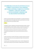COLIBRI REAL ESTATE EXAM WITH ACTUAL &NewLine;CORRECT QUESTIONS AND VERIFIED &NewLine;DETAILED ANSWERS&vert; CURRENTLY TESTING &NewLine;VERSION &vert; ALREADY GRADED &NewLine;A&plus;&vert;NEWEST&vert;EXPERT VERIFIED FOR &NewLine;GUARANTEED PASS 2026&sol;2027