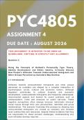 PYC4805 Assignment 4 &lbrace;COMPLETE ANSWERS&rcub; Due Date August 2026