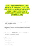 Jersey College MedSurg 1 RN FINAL EXAM WITH ACCURATE QUESTIONS AND ANSWERS &lpar;VERIFIED ANSWERS&rpar; &vert; LATEST &lpar;2026&sol;2027&rpar; UPDATED VERSION &vert; 100&percnt; GUARANTEED PASS &lbrace;JUST RELEASED&rcub;