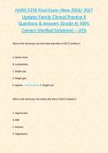 NURS 5338 Final Exam &lpar;New 2026 2027 Update&rpar; Family Clinical Practice II Questions & Answers -Grade A- 100- Correct &lpar;Verified Solutions&rpar; &ndash; UTA