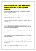 BLS Updated Actual Exam Question and&NewLine;Answer &lpar;2026&sol;2027&rpar; &vert; 100&percnt; Verified&NewLine;Answers