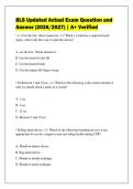 BLS Updated Actual Exam Question and&NewLine;Answer &lpar;2026&sol;2027&rpar; &vert; A&plus; Verified