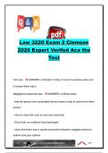 LAW 3220 Exam 2 Clemson Study Guide &vert; 120&plus; Practice Questions & Verified Answers &vert; Tort Law&comma; Contract Law&comma; Property Law&comma; Product Liability & Intellectual Property &vert;