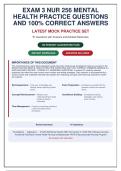 NUR 256 &sol; NUR 256 Exam 3 &vert; Mental Health Practice Questions & Answers &vert; 97 Q&A with Rationales &vert; Latest Mock Practice Set &vert; Graded A&plus;