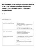 New York Real Estate Salesperson Exam &lpar;Newest 2026 &sol; 2027 Update&rpar; Questions and Detailed Answers &vert; 100&percnt; Verified Correct &vert; Grade A&plus; &vert; Already Passed