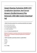 Carpet Cleaning Technician &lpar;IICRC CCT&rpar; &NewLine;Certification Questions And Correct &NewLine;Answers &lpar;Verified Answers&rpar; Plus &NewLine;Rationales 2026 Q&A Instant Download &NewLine;Pdf 