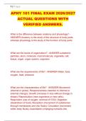 APHY 101 FINAL EXAM 2026&sol;2027 &NewLine;ACTUAL QUESTIONS WITH &NewLine;VERIFIED ANSWERS&period; 