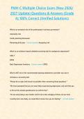 PMH-C Multiple Choice Exam &lpar;New 2026 2027 Update&rpar; Questions & Answers -Grade A- 100- Correct &lpar;Verified Solutions&rpar;