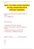 APHY 102 FINAL EXAM 2026&sol;2027 &NewLine;ACTUAL QUESTIONS WITH &NewLine;VERIFIED ANSWERS&period;