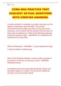 CCMA NHA PRACTICE TEST &NewLine;2026&sol;2027 ACTUAL QUESTIONS &NewLine;WITH VERIFIED ANSWERS&period;
