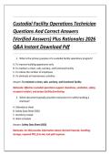 Custodial Facility Operations Technician  &NewLine;Questions And Correct Answers &NewLine;&lpar;Verified Answers&rpar; Plus Rationales 2026 &NewLine;Q&A Instant Download Pdf