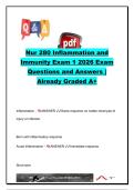 NUR 280 Inflammation and Immunity Exam 1 Study Guide &vert; 75&plus; Practice Questions & Verified Answers &vert; Inflammation&comma; Innate & Adaptive Immunity&comma; Leukocytes&comma; Cytokines & Immune Responses &vert; 2026
