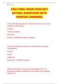CMA FINAL EXAM 2026&sol;2027 &NewLine;ACTUAL QUESTIONS WITH &NewLine;VERIFIED ANSWERS&period; 