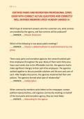 CERTIFIED PARKS AND RECREATION PROFESSIONAL &lpar;CPRP&rpar; &NewLine;EXAM WITH CORRECT ACTUAL QUESTIONS AND CORRECTLY &NewLine;WELL DEFINED ANSWERS LATEST ALREADY GRADED A&plus; 