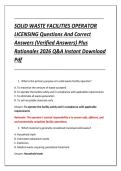SOLID WASTE FACILITIES OPERATOR &NewLine;LICENSING Questions And Correct &NewLine;Answers &lpar;Verified Answers&rpar; Plus &NewLine;Rationales 2026 Q&A Instant Download &NewLine;Pdf