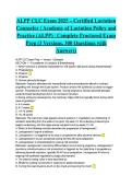 ALPP CLC Exam 2025 &ndash; Certified Lactation Counselor &vert; Academy of Lactation Policy and Practice &lpar;ALPP&rpar; &vert; Complete Proctored Exam Prep &lpar;3 Versions&comma; 300 Questions with Answers&rpar;&NewLine;