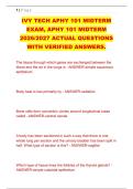 IVY TECH APHY 101 MIDTERM &NewLine;EXAM&comma; APHY 101 MIDTERM &NewLine;2026&sol;2027 ACTUAL QUESTIONS &NewLine;WITH VERIFIED ANSWERS&period; 