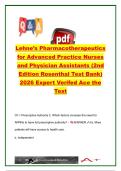 Lehne's Pharmacotherapeutics for Advanced Practice Nurses and Physician Assistants &lpar;2nd Edition&rpar; &vert; Rosenthal Test Bank &vert; 246 Pages &vert; 900&plus; Practice Questions &vert; Pharmacology &vert; NCLEX&comma; NP & PA Exam