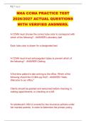 NHA CCMA PRACTICE TEST &NewLine;2026&sol;2027 ACTUAL QUESTIONS &NewLine;WITH VERIFIED ANSWERS&period; 