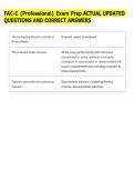 FAC-C &lpar;Professional&rpar; Exam Prep ACTUAL UPDATED &NewLine;QUESTIONS AND CORRECT ANSWERS 