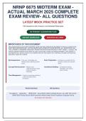 NRNP 6675 PMHNP Midterm Exam&colon; Actual March 2025 Review with 100&percnt; Correct Answers & Rationales &lpar;196 Q&A