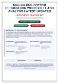 NSG 430 ECG Rhythm Recognition Worksheet & Analysis &vert; 179 Q&A with Detailed Rationales &vert; GCU