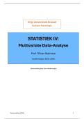 Samenvatting Statistiek IV&colon; Multivariate data-analyse &lpar;12&sol;20&excl;&excl;&rpar; &vert; VUB Psychologie