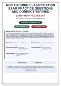 NUR 112 Drug Classification Exam &vert; 216 Practice Questions with Correct Answers & Rationales &vert; Latest Mock Practice Set