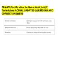 EPA 609 Certification for Motor Vehicle A&sol;C &NewLine;Technicians ACTUAL UPDATED QUESTIONS AND &NewLine;CORRECT ANSWERS 