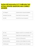 Section 609 Automotive A&sol;C Certification Test &NewLine;ACTUAL UPDATED QUESTIONS AND CORRECT &NewLine;ANSWERS 