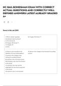 NC BAIL BONDSMAN EXAM WITH CORRECT ACTUAL QUESTIONS AND CORRECTLY WELL DEFINED ANSWERS LATEST ALREADY GRADED A&plus; 