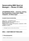 Samenvatting MBO Sport Bewegen &plus; 20 Oefenvragen - Anatomie Energiesystemen Training FITT Sportbegeleiding Didactiek Doelgroepen Beweegnorm Blessures EHBO AED Reanimatie