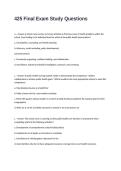 BSN 425 Final Exam Study Questions and Answers