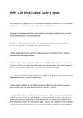 BSN 425 Medication Safety Quiz Questions and Answers