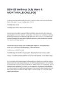 BSN425 Wellness Quiz Week 4 Questions and Answers-NIGHTINGALE COLLEGE