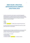 RHIT EXAM 1 PRACTICE&NewLine;QUESTIONS WITH CORRECT&NewLine;SOLUTIONS 2026
