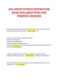 ACE GROUP FITNESS INSTRUCTOR&NewLine;EXAM 2026 QUESTIONS AND&NewLine;VERIFIED ANSWERS