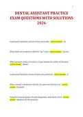 DENTAL ASSISTANT PRACTICE&NewLine;EXAM QUESTIONS WITH SOLUTIONS&NewLine;2026&NewLine;