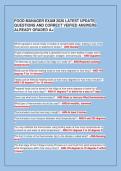 FOOD MANAGER EXAM 2026 LATEST UPDATE&NewLine;QUESTIONS AND CORRECT VEIFIED ANSWERS&NewLine;ALREADY GRADED A&plus;