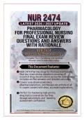 NUR 2474 Pharmacology for Professional Nursing Final Exam Review Questions and Answers with Rationale 2026&sol;2027
