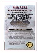 NUR 2474 Pharmacology for Professional Nursing Final Exam Review Questions and Answers with Rationale 2026&sol;2027