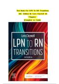 LPN to RN Transitions&comma; 6th Edition Test Bank by Lora Claywell &vert; ISBN&colon; 9780443105241 &vert; Complete Chapter Coverage