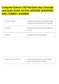 Computer Science 150 Final Exam Key Concepts &NewLine;and Study Guide ACTUAL UPDATED QUESTIONS &NewLine;AND CORRECT ANSWERS