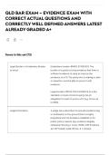 QLD BAR EXAM &ndash; EVIDENCE EXAM WITH CORRECT ACTUAL QUESTIONS AND CORRECTLY WELL DEFINED ANSWERS LATEST ALREADY GRADED A&plus;