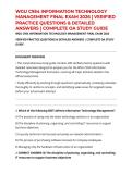 WGU C954 INFORMATION TECHNOLOGY MANAGEMENT FINAL EXAM 2026 &vert; VERIFIED PRACTICE QUESTIONS & DETAILED ANSWERS &vert; COMPLETE OA STUDY GUIDE
