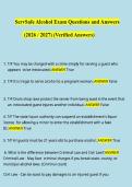 &NewLine;ServSafe Alcohol Exam Questions and Answers &lpar;2026 &sol; 2027&rpar; &lpar;Verified Answers&rpar;&NewLine;