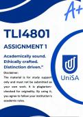 TLI4801 Assignment 1 Semester 2 2026 &ast;COMPLETE ANSWERS&ast; DUE DATE 2026 &lpar;BEST ANSWERS FOR THIS ASSIGNMENT&rpar;