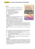 Test Bank - Psychiatric Mental Health Nursing&comma; 9th Edition &lpar;Sheila L&period; Videbeck&comma; 2024&rpar; Chapters 1-24 &vert; All Chapters &vert; LATEST&NewLine;